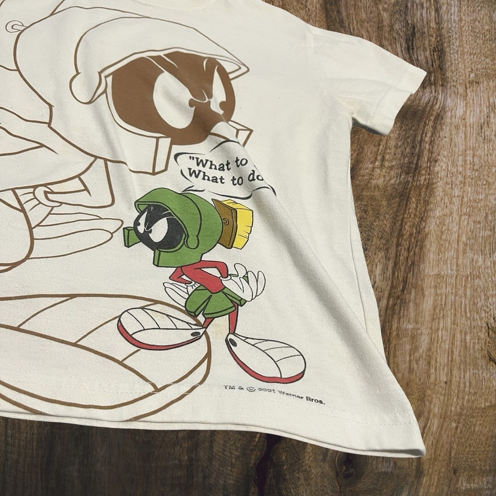 Y2K Looney Tunes Marvin The Martian Cropped‎ Shirt Womens Small - Picture 2 of 4